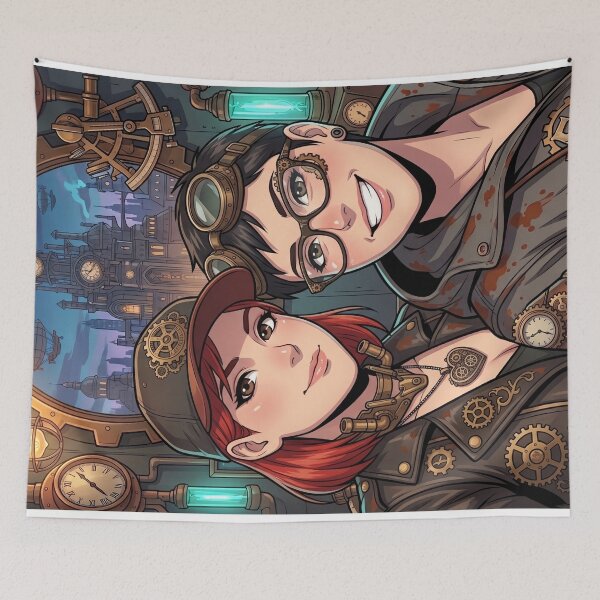 Item preview, Steampunk Friends Selfie in Retro-Futurism Style designed and sold by Vyxorea.