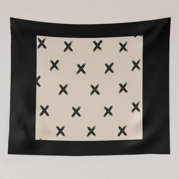 Item preview, Minimal Black X Pattern Beige Aesthetic Seamless Modern Abstract Brush Stroke Design designed and sold by WellN.