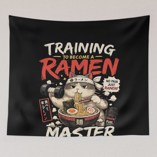 Item preview, Ramen Master Cat – Funny Anime Gym T-Shirt | Eat Sleep Ramen Repeat | Cute Otaku Design designed and sold by YamiSociety.
