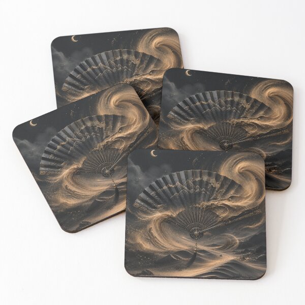 Item preview, Dark Desert Fan Art | Sand Storm Fantasy Aesthetic | Mystical Black & Gold Japanese Style Design designed and sold by Sticleg.