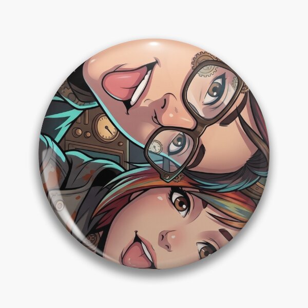 Item preview, Steampunk Couple Selfie with Goggles and Zeppelins designed and sold by Vyxorea.