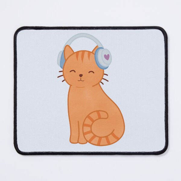Item preview, Cute Orange Cat with Blue Headphones designed and sold by winterpumpkin.