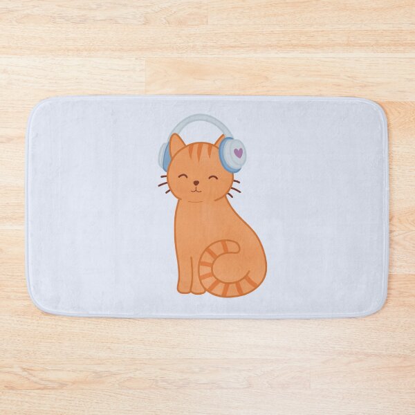 Item preview, Cute Orange Cat with Blue Headphones designed and sold by winterpumpkin.