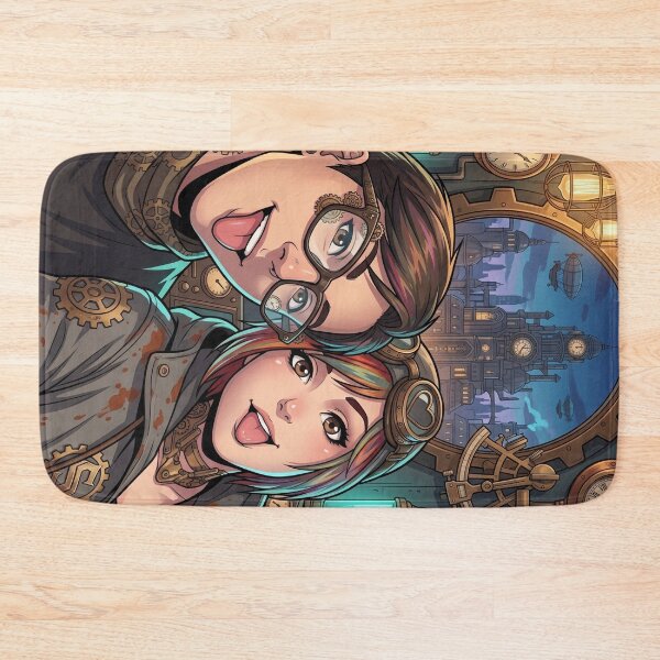 Item preview, Steampunk Couple Selfie with Goggles and Zeppelins designed and sold by Vyxorea.