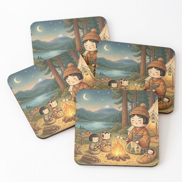 Item preview, Starry Night Kokeshi Camp: A Cozy Mountain Retreat designed and sold by Kokeshidreams.