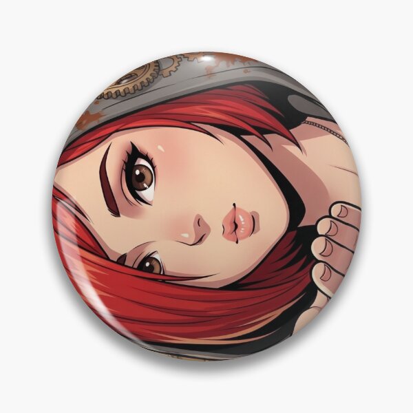 Item preview, Steampunk Anime Girl in Hoodie with Red Hair designed and sold by Vyxorea.