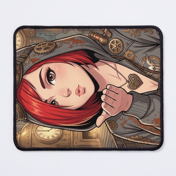 Item preview, Steampunk Anime Girl in Hoodie with Red Hair designed and sold by Vyxorea.