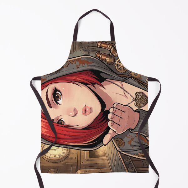 Item preview, Steampunk Anime Girl in Hoodie with Red Hair designed and sold by Vyxorea.