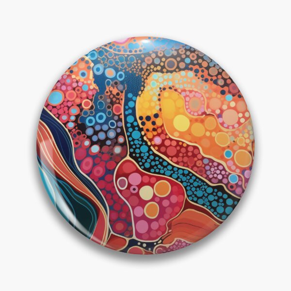 Item preview, Aboriginal Inspired Dot Art - Vibrant Colorful Wavy Pattern designed and sold by GrinGalore.