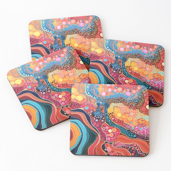 Item preview, Aboriginal Inspired Dot Art - Vibrant Colorful Wavy Pattern designed and sold by GrinGalore.
