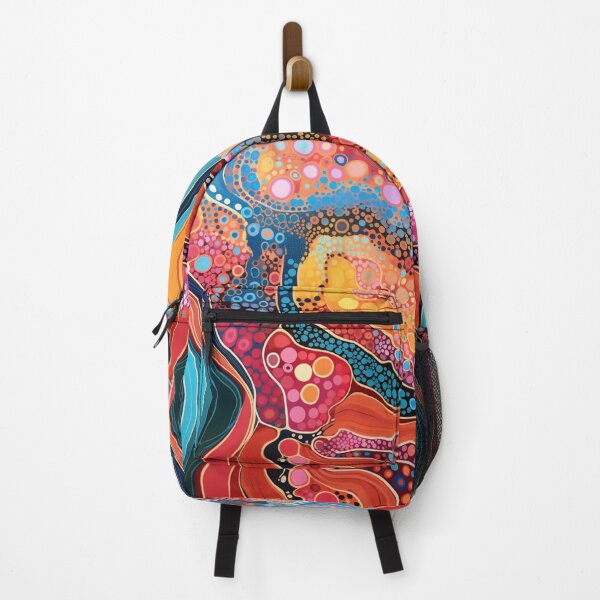 Item preview, Aboriginal Inspired Dot Art - Vibrant Colorful Wavy Pattern designed and sold by GrinGalore.