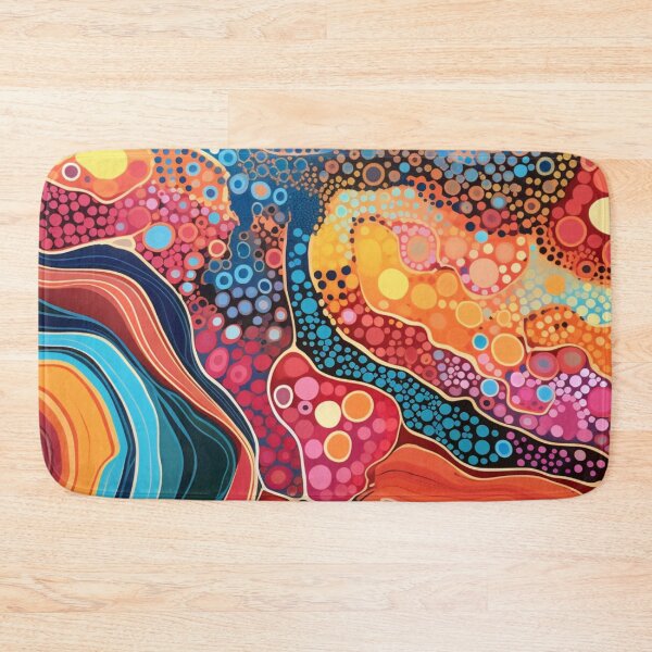 Item preview, Aboriginal Inspired Dot Art - Vibrant Colorful Wavy Pattern designed and sold by GrinGalore.