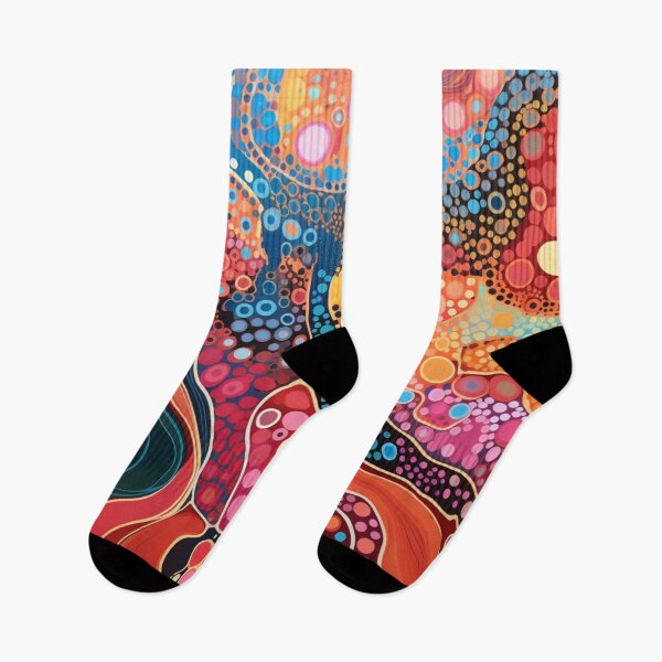Item preview, Aboriginal Inspired Dot Art - Vibrant Colorful Wavy Pattern designed and sold by GrinGalore.