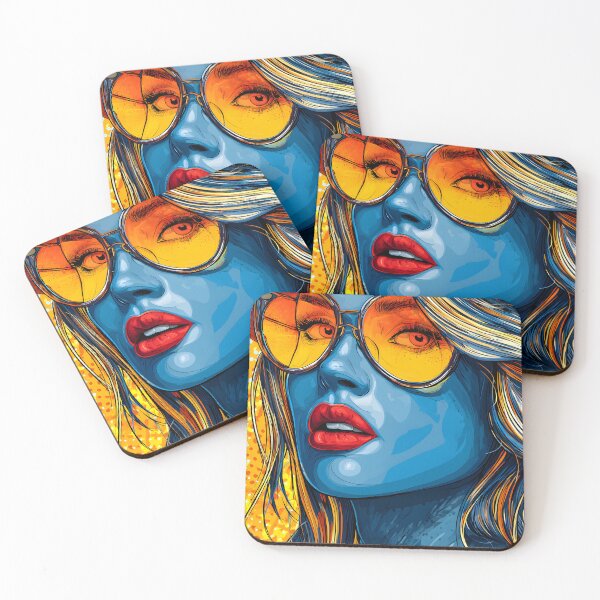 Item preview, Vibrant Blue Portrait with Yellow Accents and Hat designed and sold by Artessie.