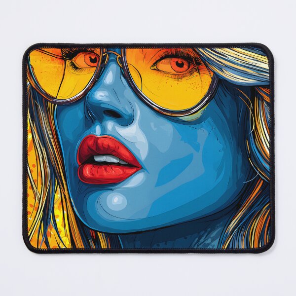 Item preview, Vibrant Blue Portrait with Yellow Accents and Hat designed and sold by Artessie.