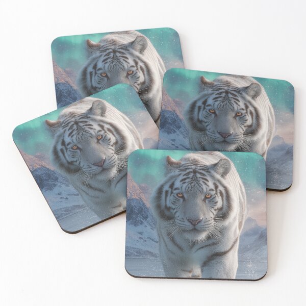 Item preview, White Tiger Northern Lights Ice Landscape Motif designed and sold by drizzd.