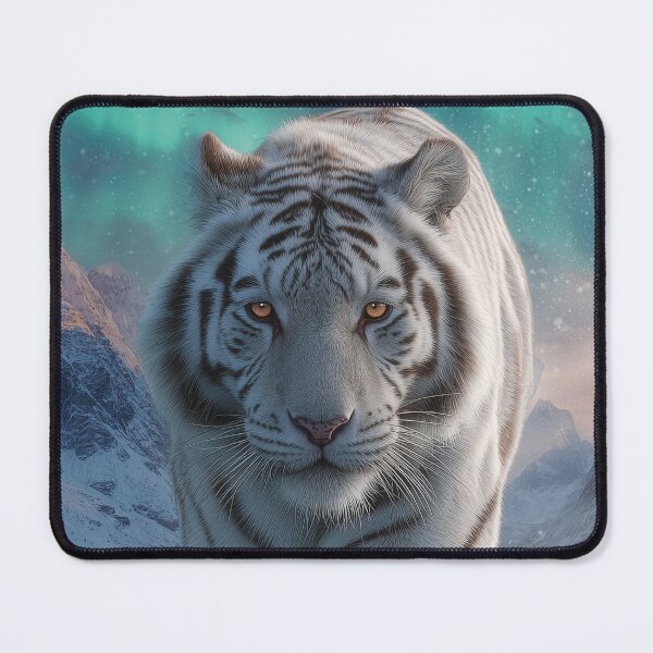 Item preview, White Tiger Northern Lights Ice Landscape Motif designed and sold by drizzd.