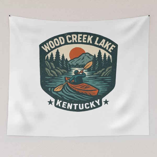 Item preview, Wood Creek Lake Kentucky Kayak Sunset Scene designed and sold by SiarheiYur.