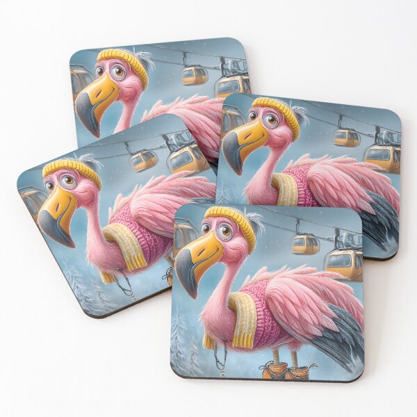 Item preview, Playful Pink Flamingo in Cozy Winter Attire designed and sold by Artessie.