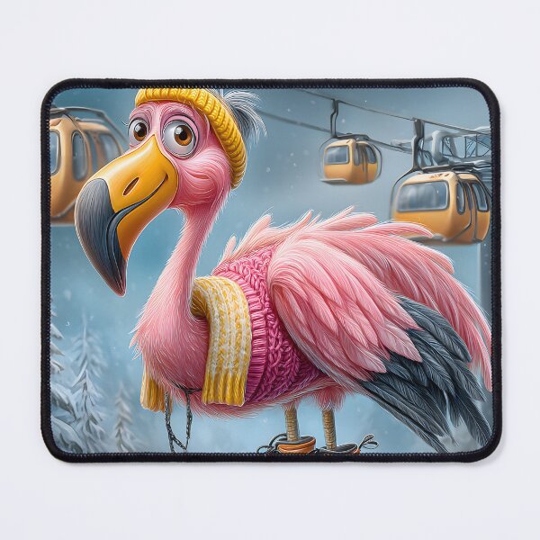 Item preview, Playful Pink Flamingo in Cozy Winter Attire designed and sold by Artessie.