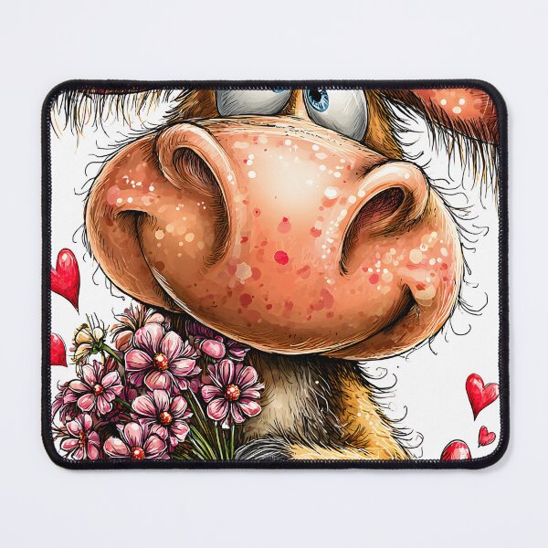 Item preview, Cute Cartoon Cow Holding Flowers with Hearts designed and sold by Artessie.