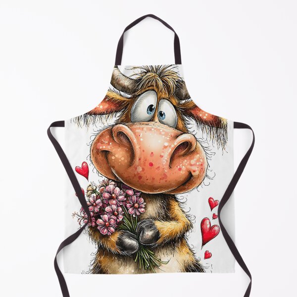 Item preview, Cute Cartoon Cow Holding Flowers with Hearts designed and sold by Artessie.