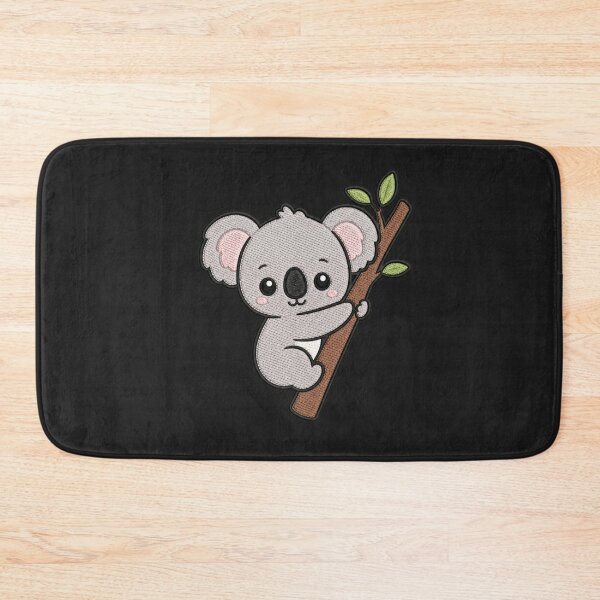 Item preview, Cute Kawaii Koala Hanging on Branch – Adorable Grey Koala | Minimal Embroidery Style designed and sold by ColorSplash123.