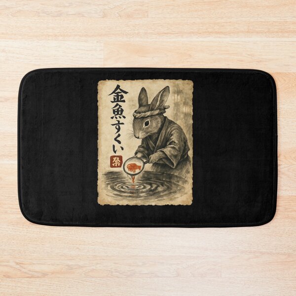 Item preview, Rabbit Goldfish Bowl Japanese Ink Illustration designed and sold by SiarheiYur.