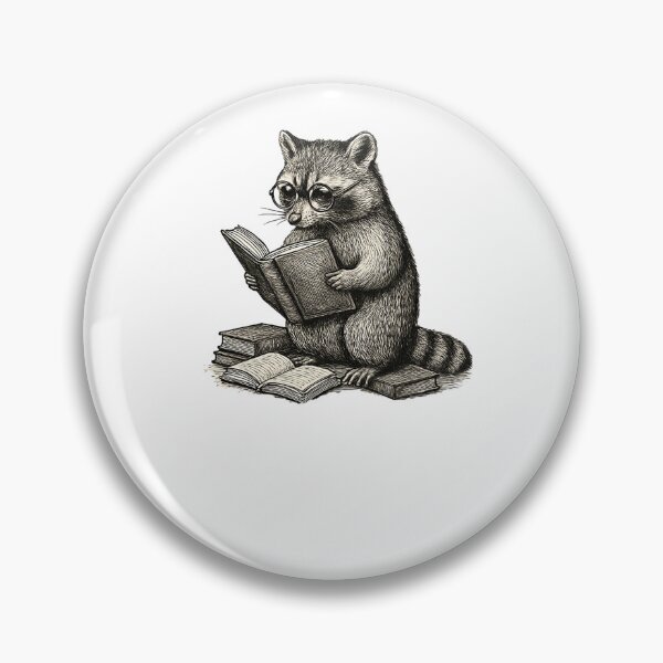 Item preview, Raccoon Reading Books Vintage Etching Style designed and sold by SiarheiYur.