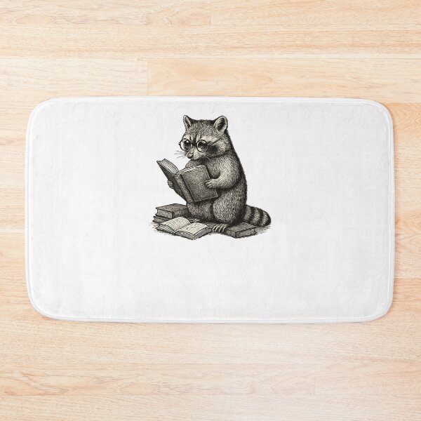 Item preview, Raccoon Reading Books Vintage Etching Style designed and sold by SiarheiYur.