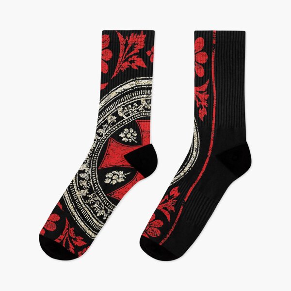Item preview, Gothic Red cross and death flowers ornament in circle 127sm designed and sold by 127sm.