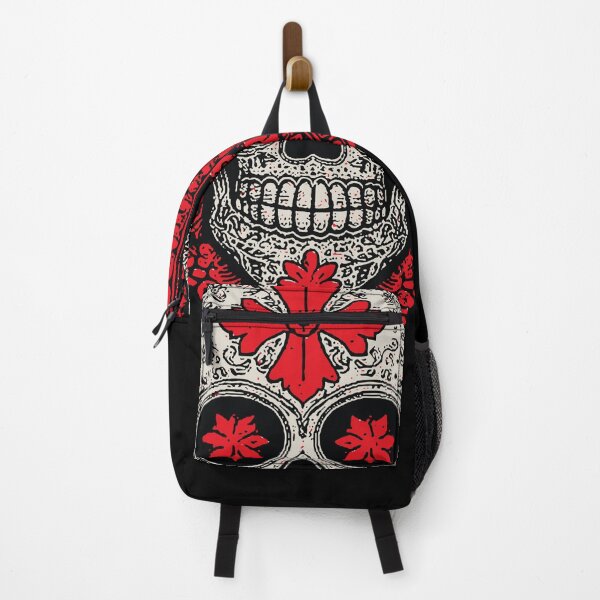 Item preview, Gorgeous tribal masyan skull with death flowers. Red, black and white 127sm designed and sold by 127sm.