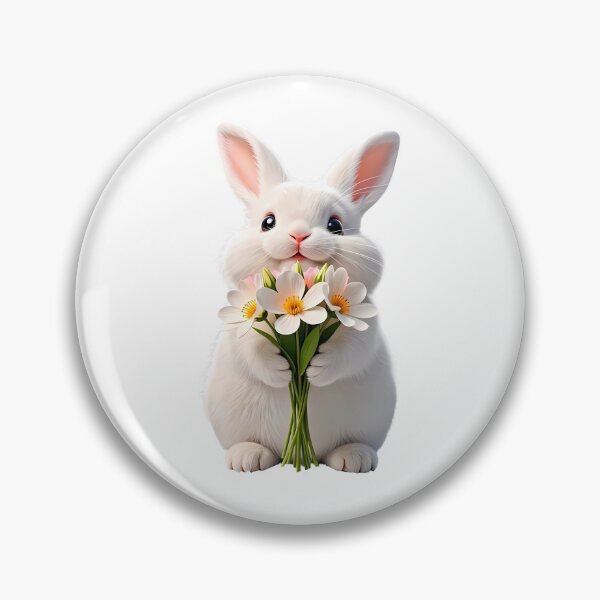 Item preview, Cute Bunny Holding White Daisy Bouquet - Sweet Spring Flower Rabbit Art designed and sold by lovelistivkaa.