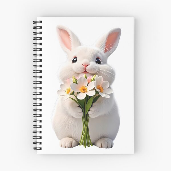 Item preview, Cute Bunny Holding White Daisy Bouquet - Sweet Spring Flower Rabbit Art designed and sold by lovelistivkaa.