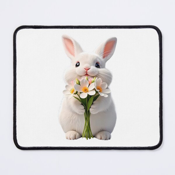Item preview, Cute Bunny Holding White Daisy Bouquet - Sweet Spring Flower Rabbit Art designed and sold by lovelistivkaa.