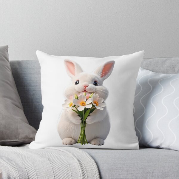 Item preview, Cute Bunny Holding White Daisy Bouquet - Sweet Spring Flower Rabbit Art designed and sold by lovelistivkaa.