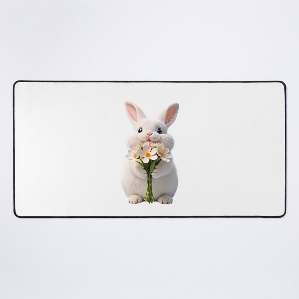 Item preview, Cute Bunny Holding White Daisy Bouquet - Sweet Spring Flower Rabbit Art designed and sold by lovelistivkaa.