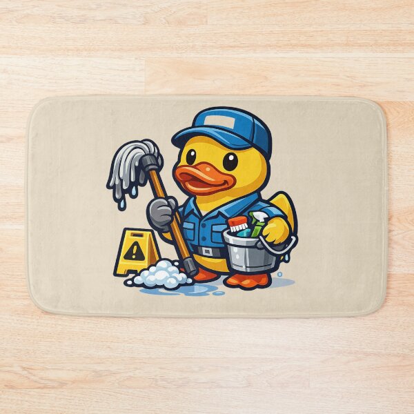 Item preview, Funny Janitor Rubber Duck Cartoon Cleaning Duck designed and sold by BROHLine Studio.