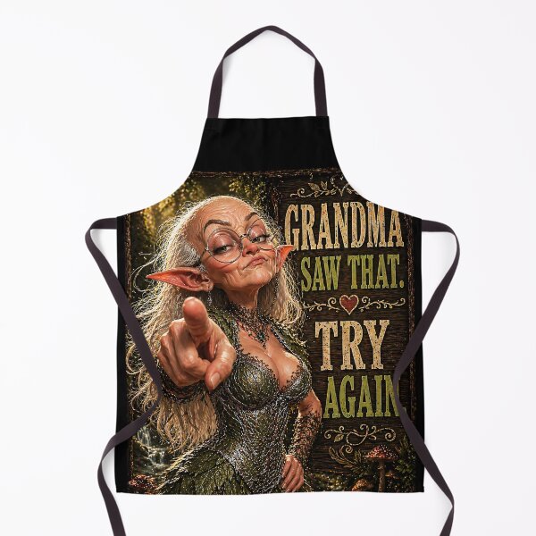 Item preview, Funny Judging Elf Grandma – “Grandma Saw That Try Again” – Fantasy Meme Character Art designed and sold by thor81pl.