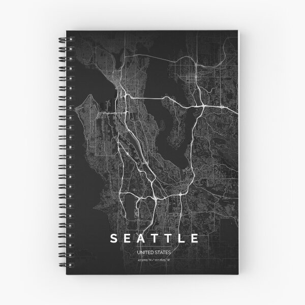 Item preview, Seattle, United States - City Map (Noir) designed and sold by Fish4Maps.