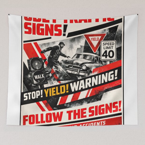 Item preview, Obey Traffic Signs Safety Poster for Accident Prevention designed and sold by ForeverPrintsOK.