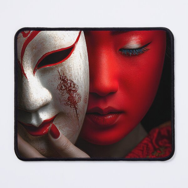 Item preview, Elegant Masked Beauty in Red and White Contrast designed and sold by Artessie.