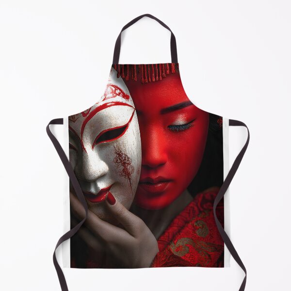 Item preview, Elegant Masked Beauty in Red and White Contrast designed and sold by Artessie.