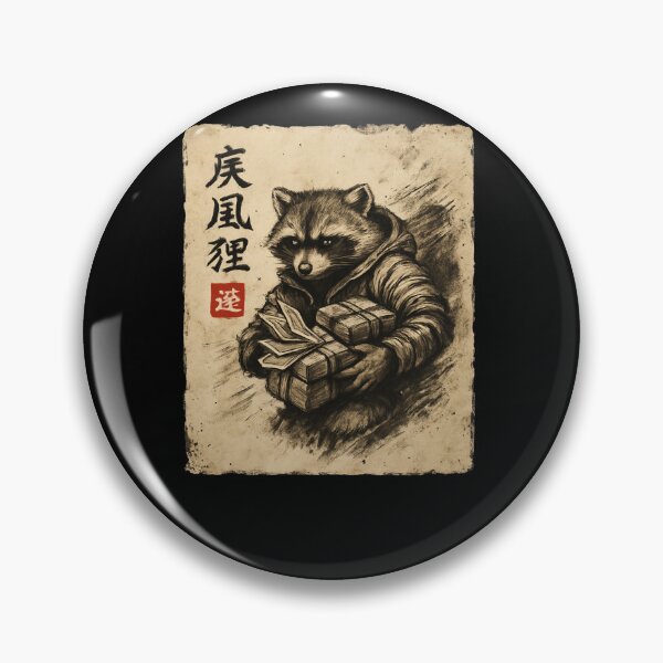 Item preview, Raccoon Courier Carrying Parcels Ink Style designed and sold by SiarheiYur.