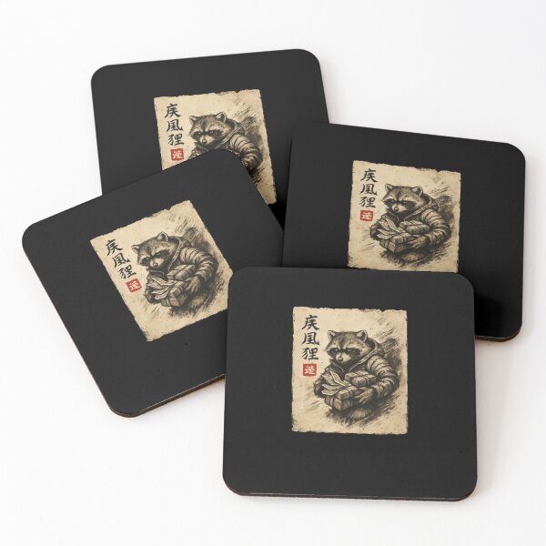 Item preview, Raccoon Courier Carrying Parcels Ink Style designed and sold by SiarheiYur.