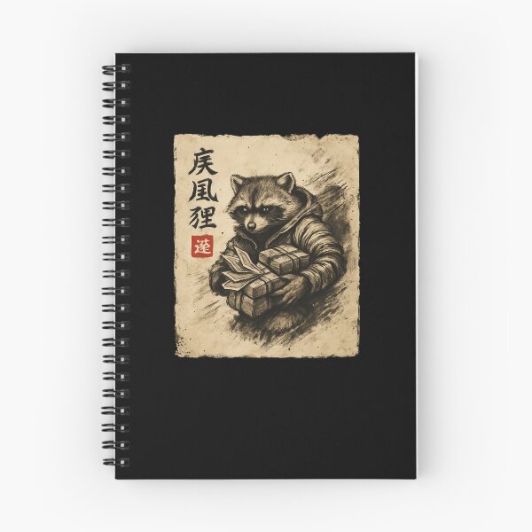 Item preview, Raccoon Courier Carrying Parcels Ink Style designed and sold by SiarheiYur.