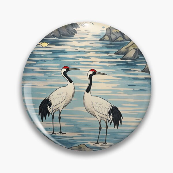 Item preview, Japanese Waterfall & Mount Fuji: Sakura & Crane Vertical Art designed and sold by MalisoStickers.