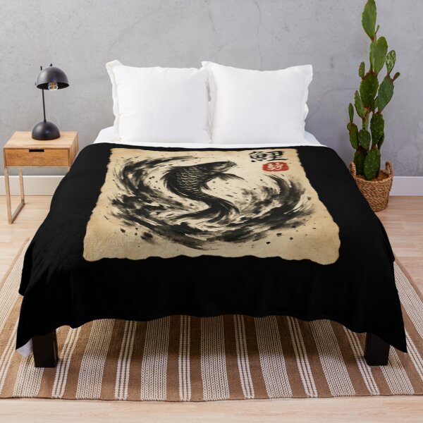 Item preview, Koi Fish Swirl Sumi Ink Painting designed and sold by SiarheiYur.