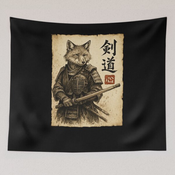Item preview, Wolf Samurai Warrior Ink Illustration designed and sold by SiarheiYur.