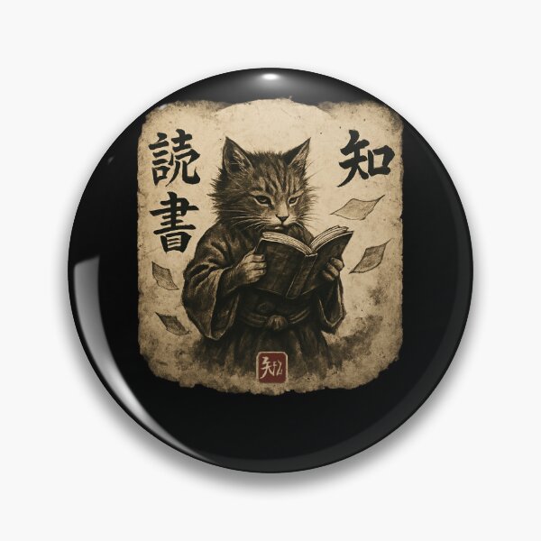 Item preview, Scholar Cat Reading Book Ink Artwork designed and sold by SiarheiYur.